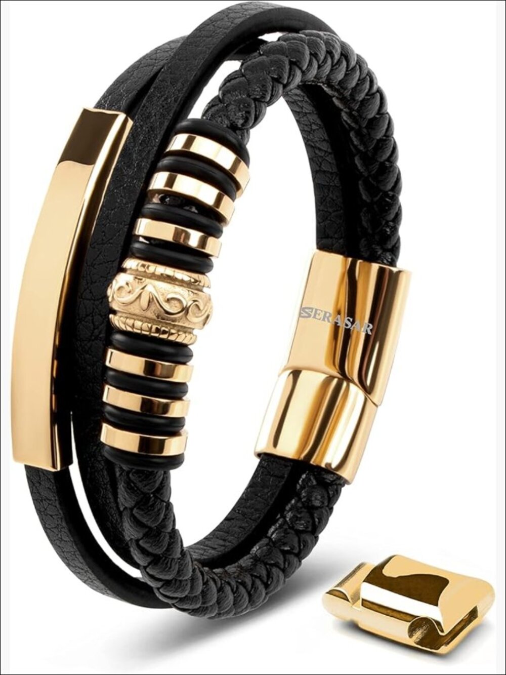 Premium Leather Bracelet With Stainless Steel Magnetic Clasp